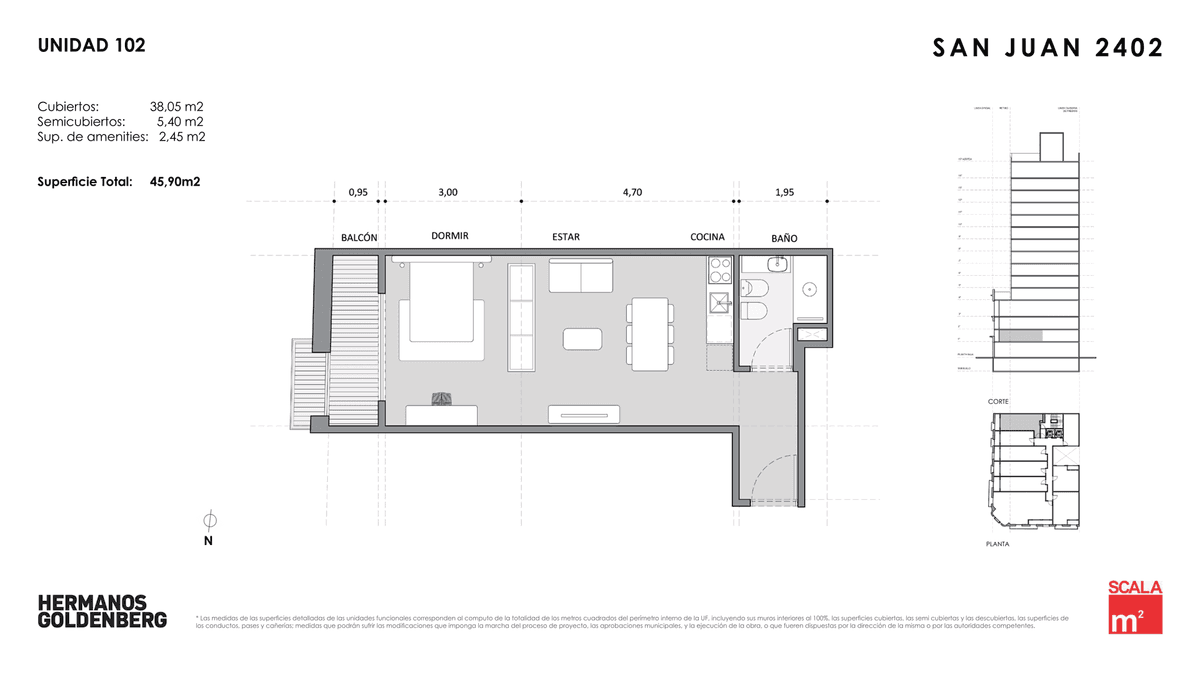 Plano 1 Ambiente — UF 102